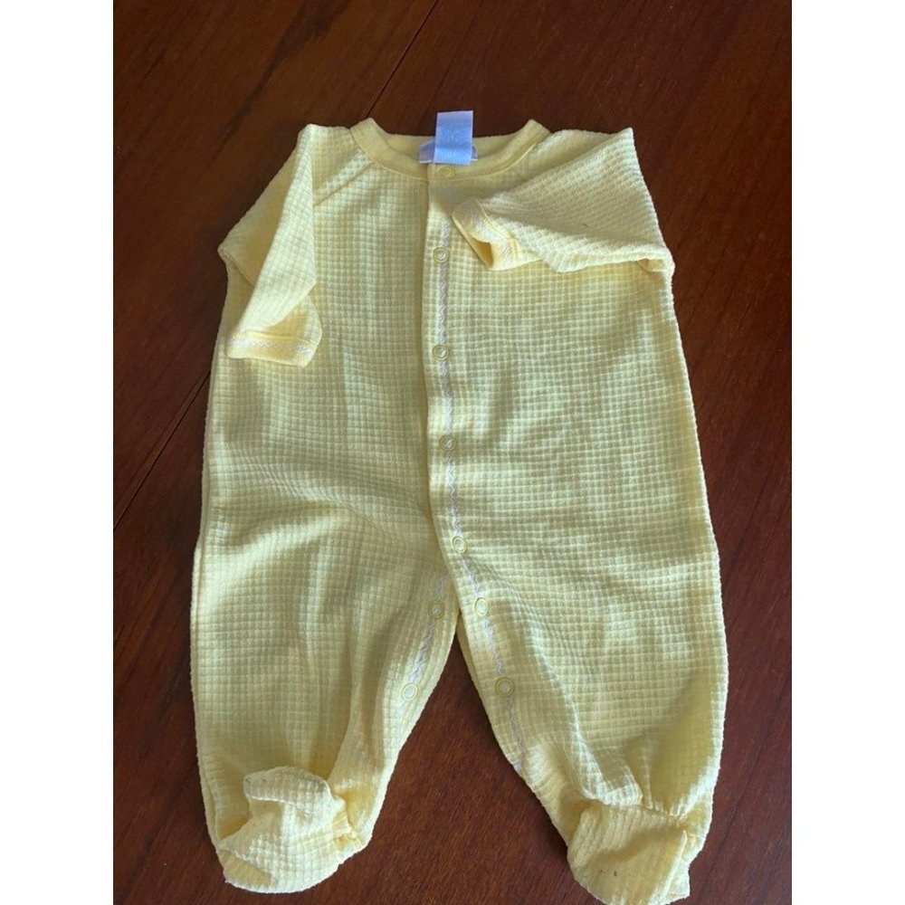 Vintage Miniwear Classics Waffle Footed Sleeper Yellow 0-3M